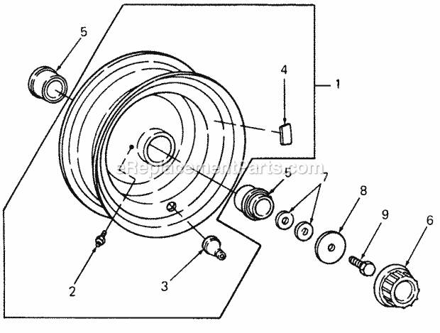 Front Wheel Diagram and Parts List for 1882 800000-821059, 140-721-100, 141-721-100 Cub Cadet Lawn Tractor